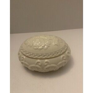 Lenox Rose Jewelry/Trinket Egg Shaped Cream Music Box Collection Vintage